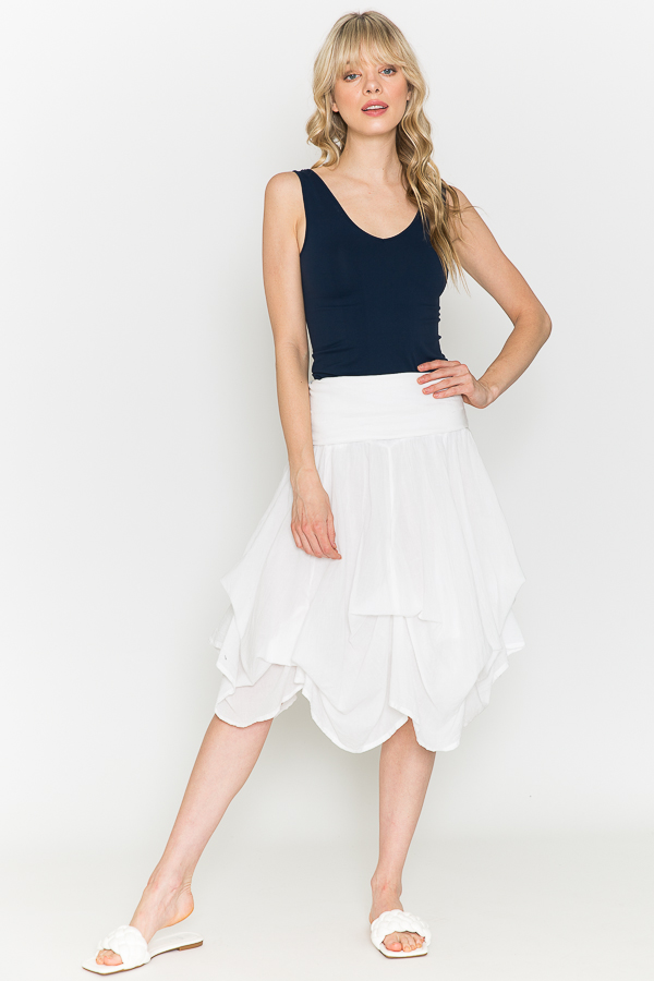 100% Cotton Bubble Short Skirt - White